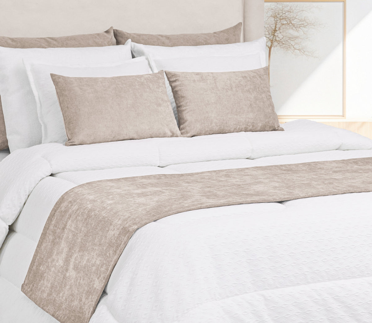 Chemin de lit Sena Beige Foncé