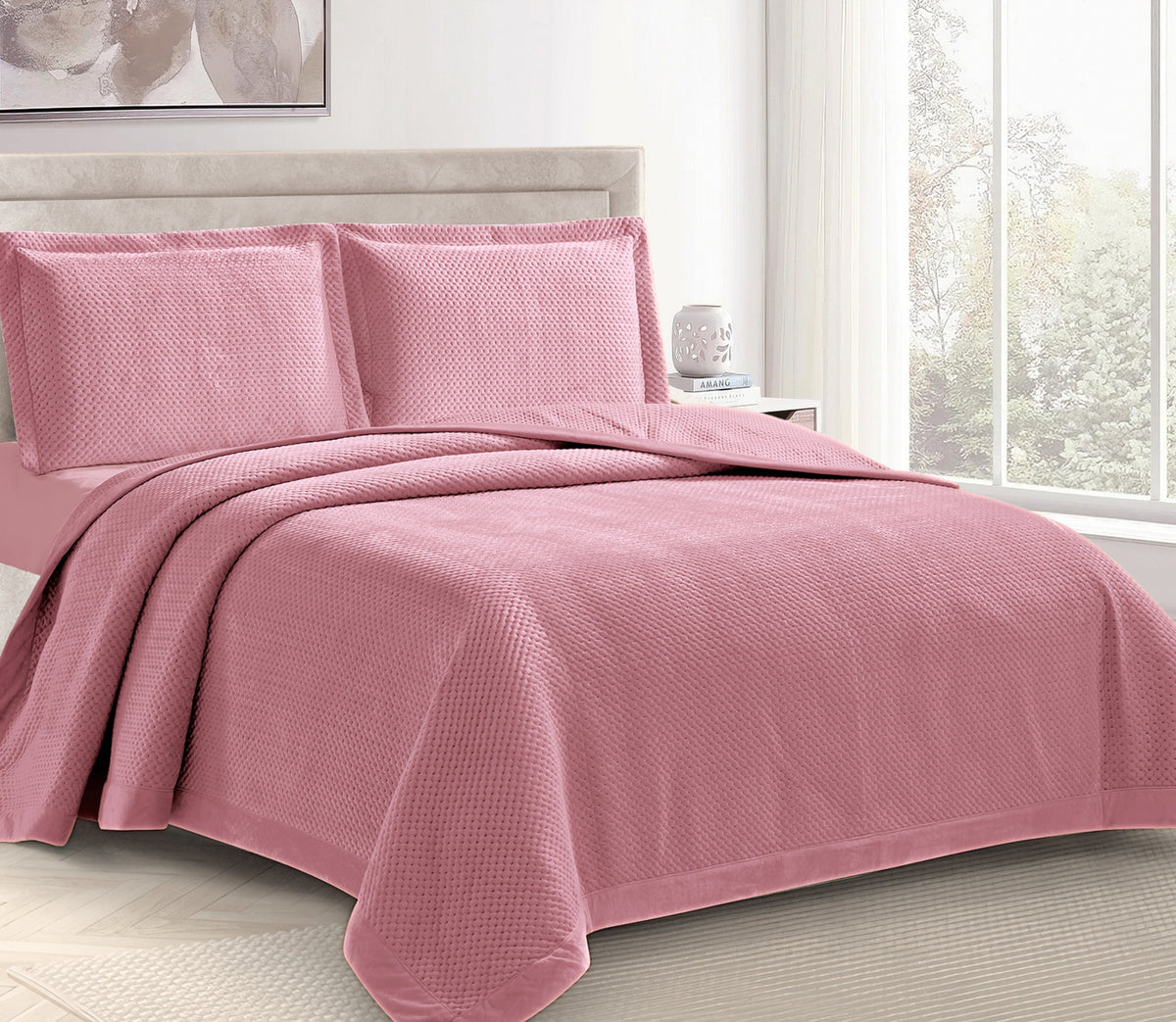 Couvre-lit en Velours Velen Rose
