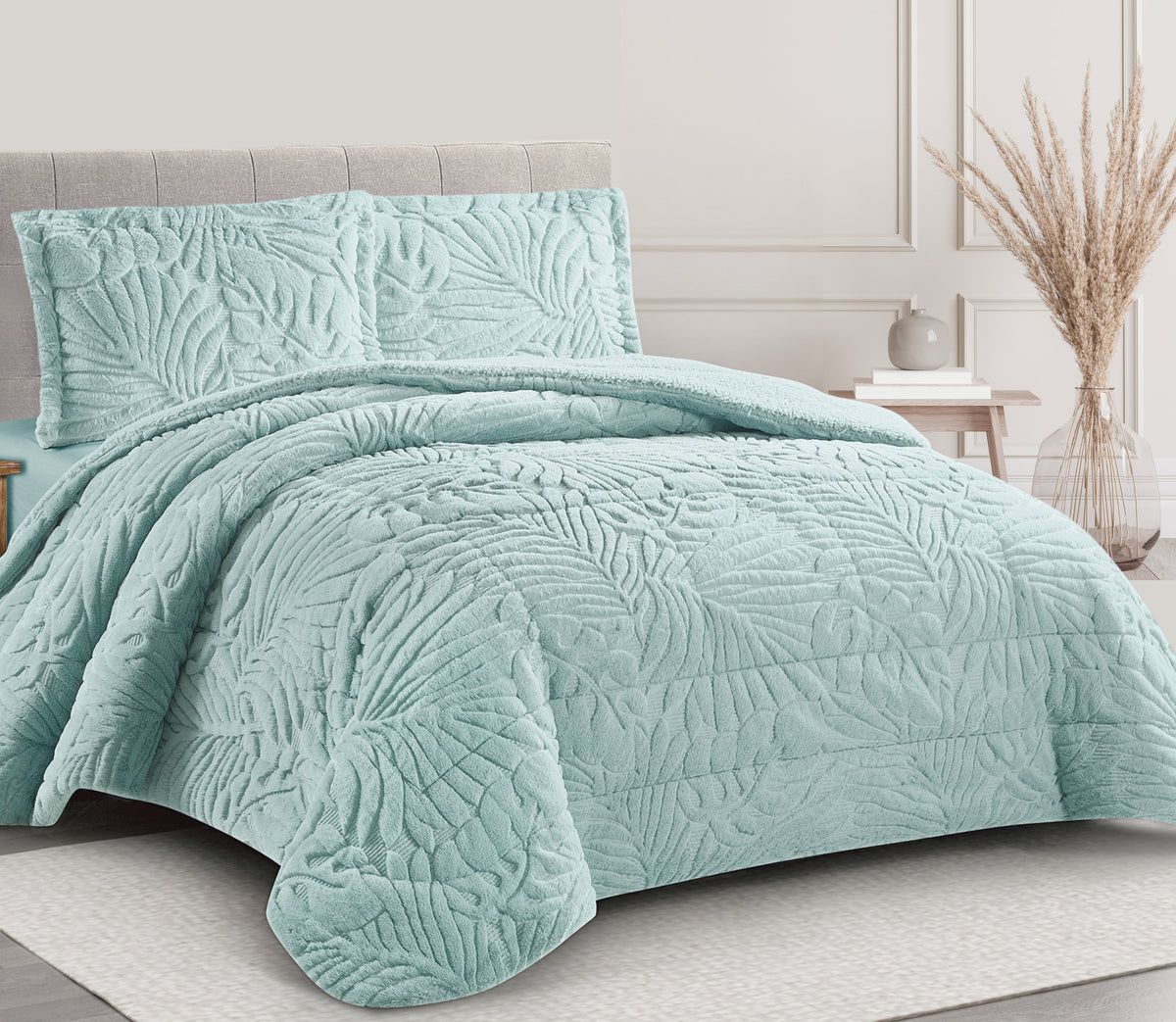 Couvre-lit Sherpa Nair Vert d'eau