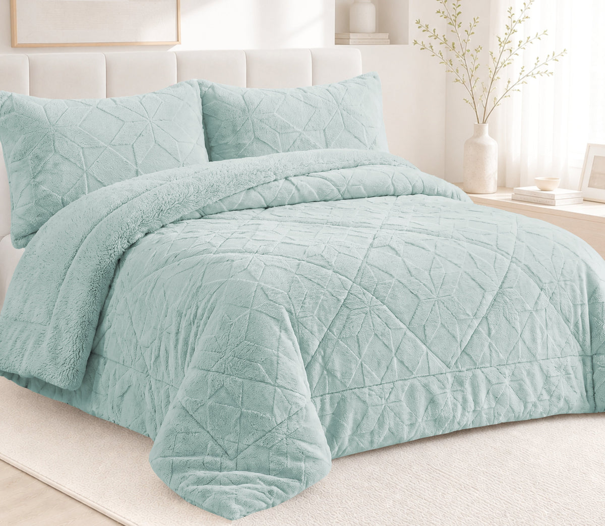 Couvre-lit Sherpa Fenix Vert d'eau
