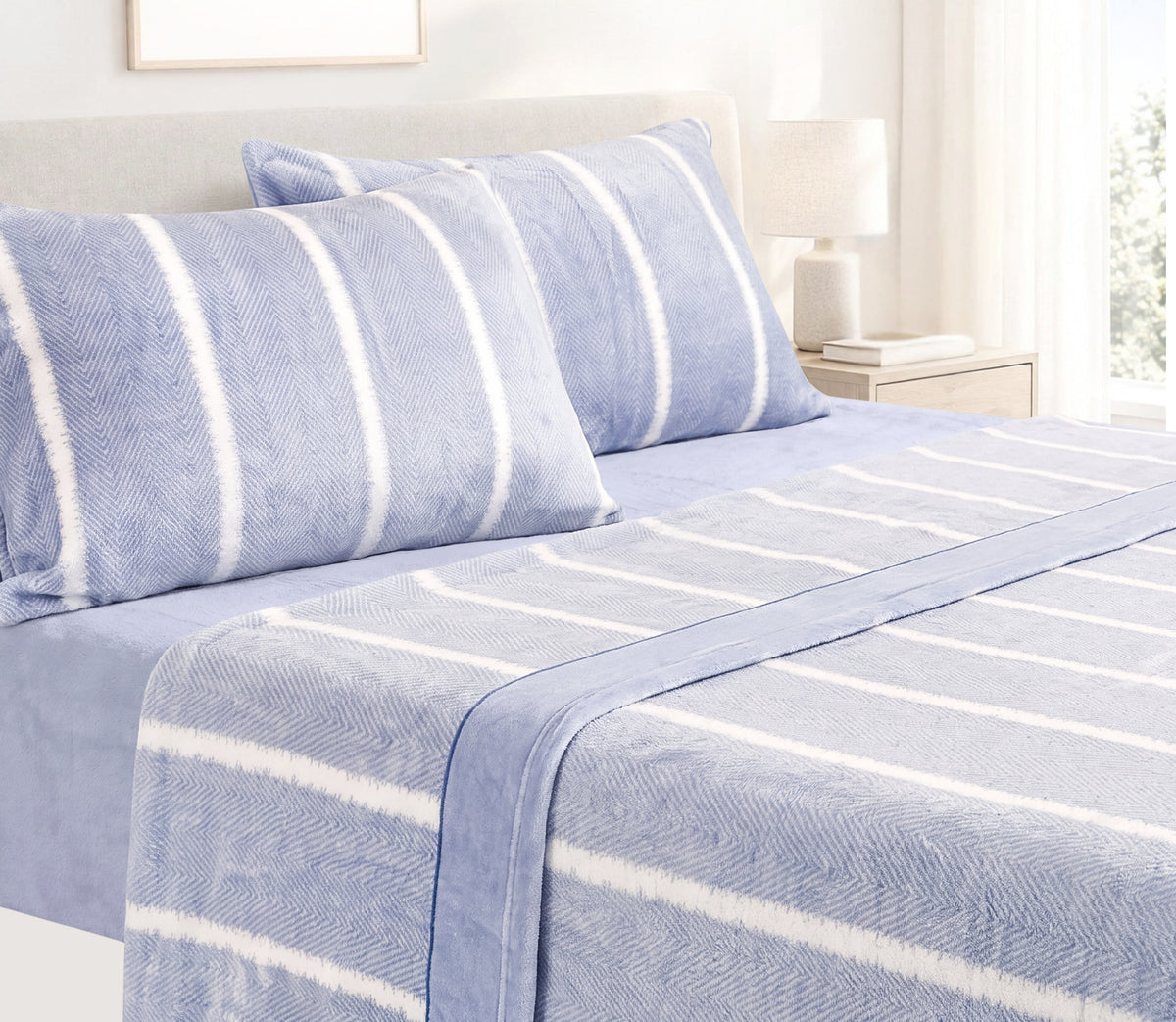 Parure de draps Polaire en Microline Noa Bleu