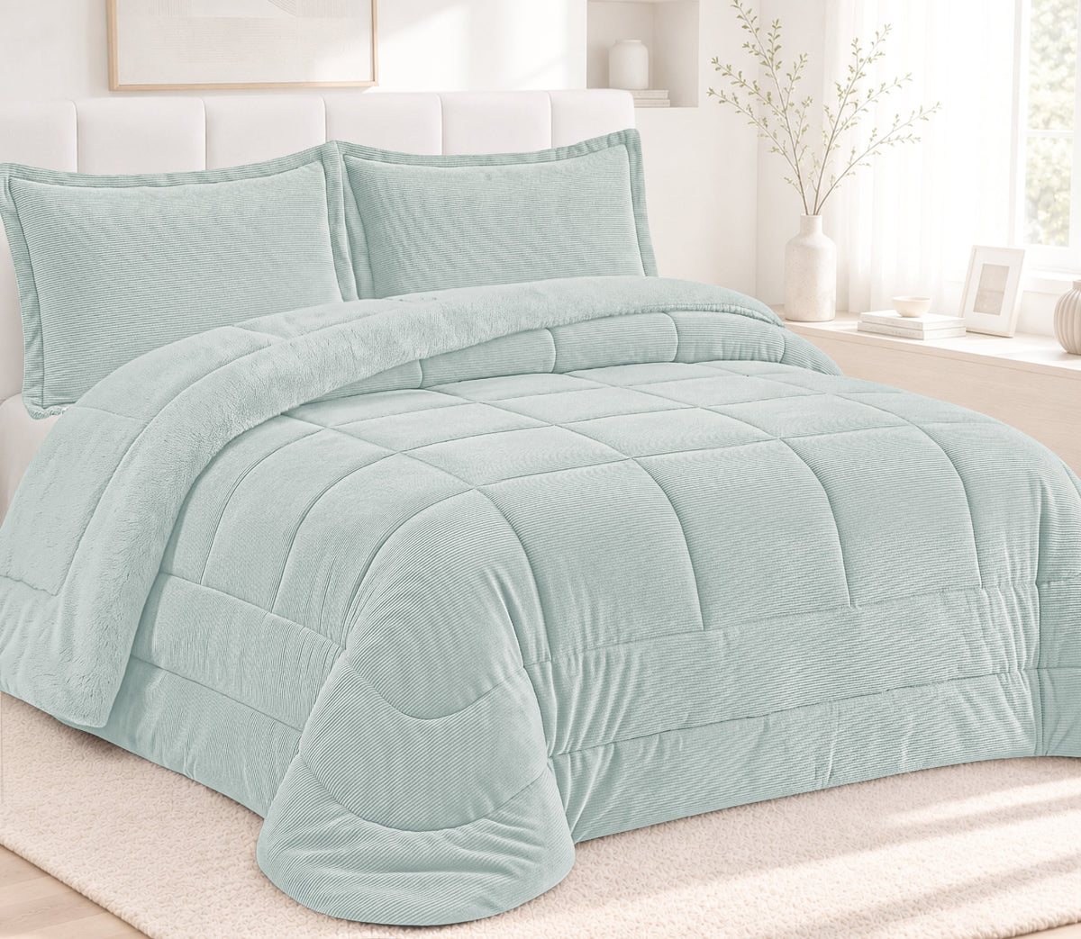 Couvre-lit Sherpa Nari Vert d'eau