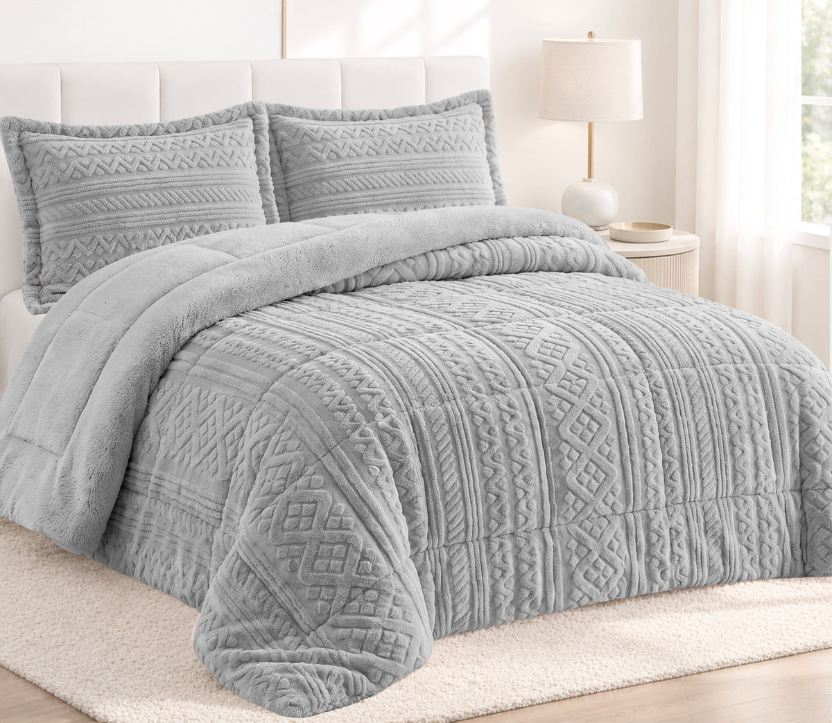 Couvre-lit Sherpa Nola Gris