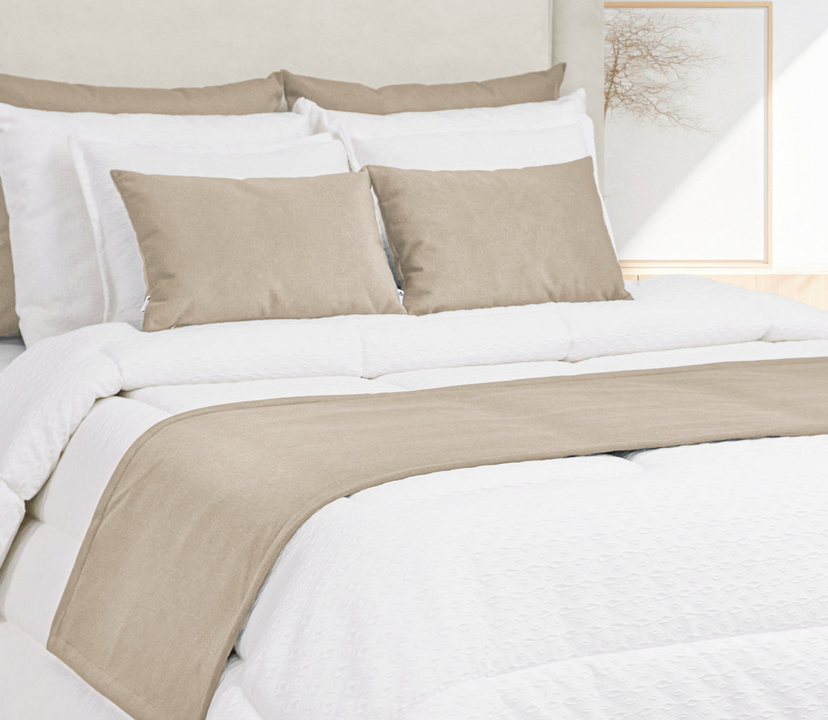 Chemin de lit Douro Beige Foncé