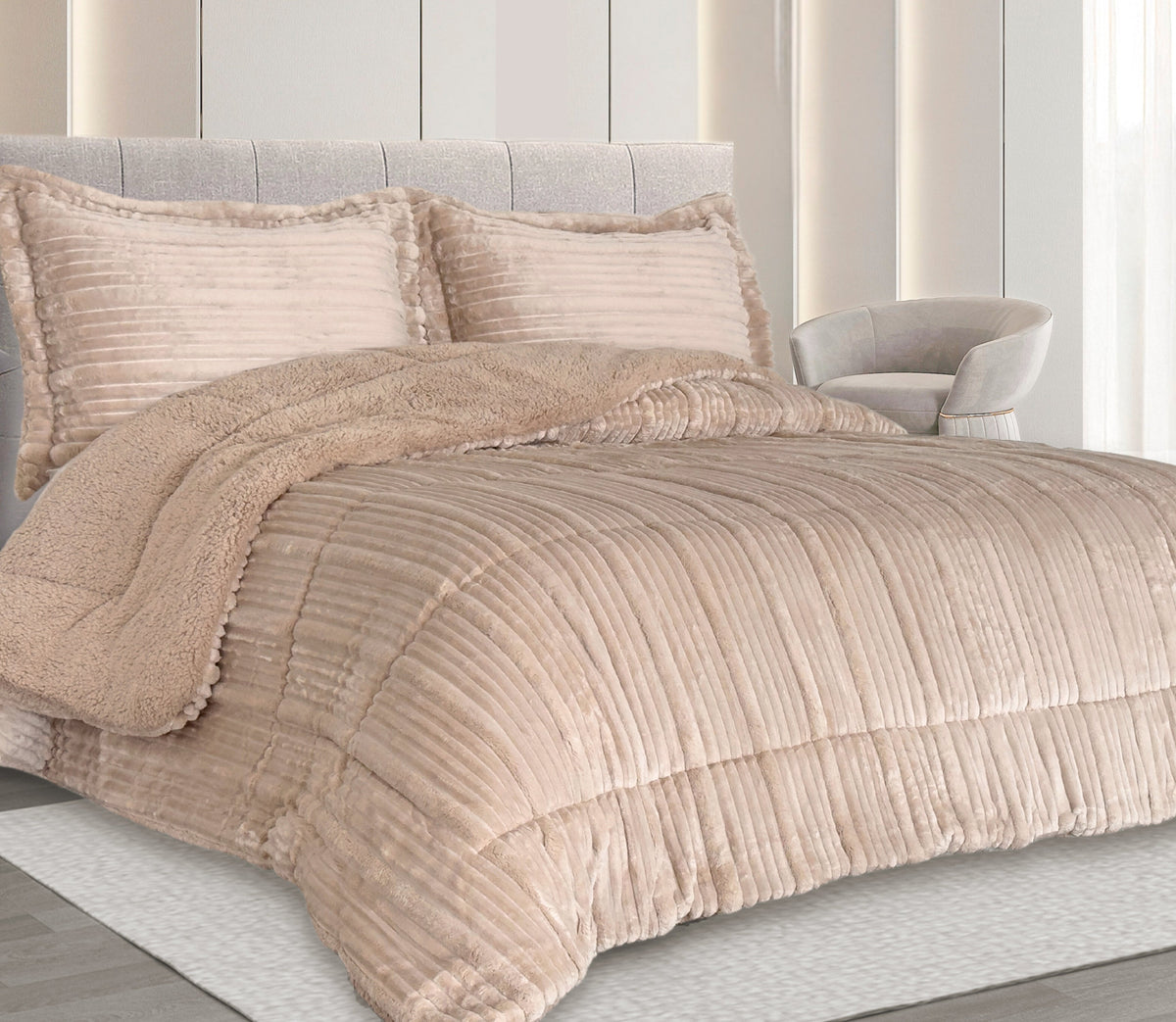 Couvre-lit Sherpa Luna Beige