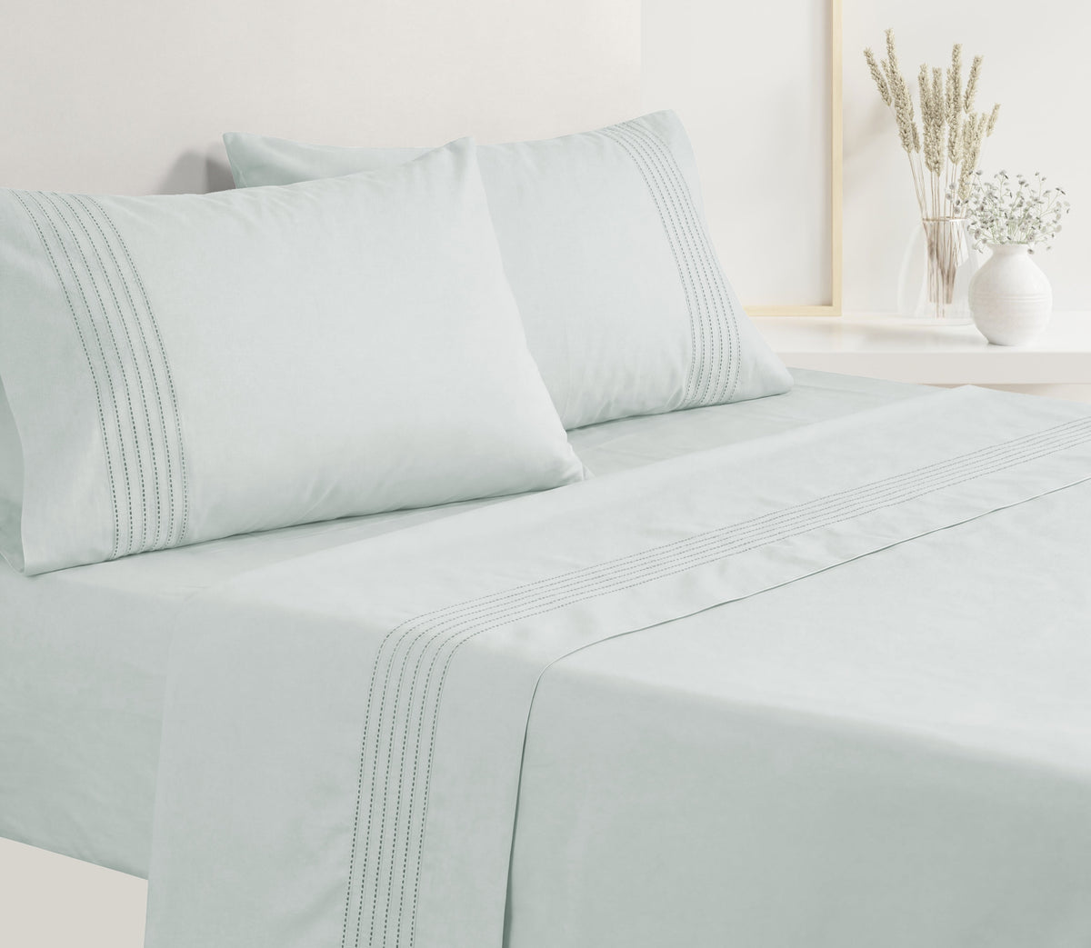 Ensemble de draps en Percale Zen Vert d'eau