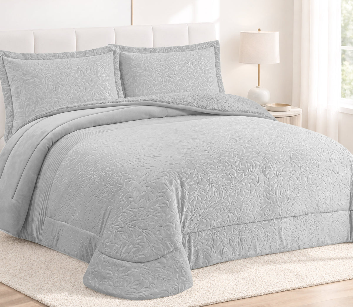 Couvre-lit Sherpa Lunia Gris