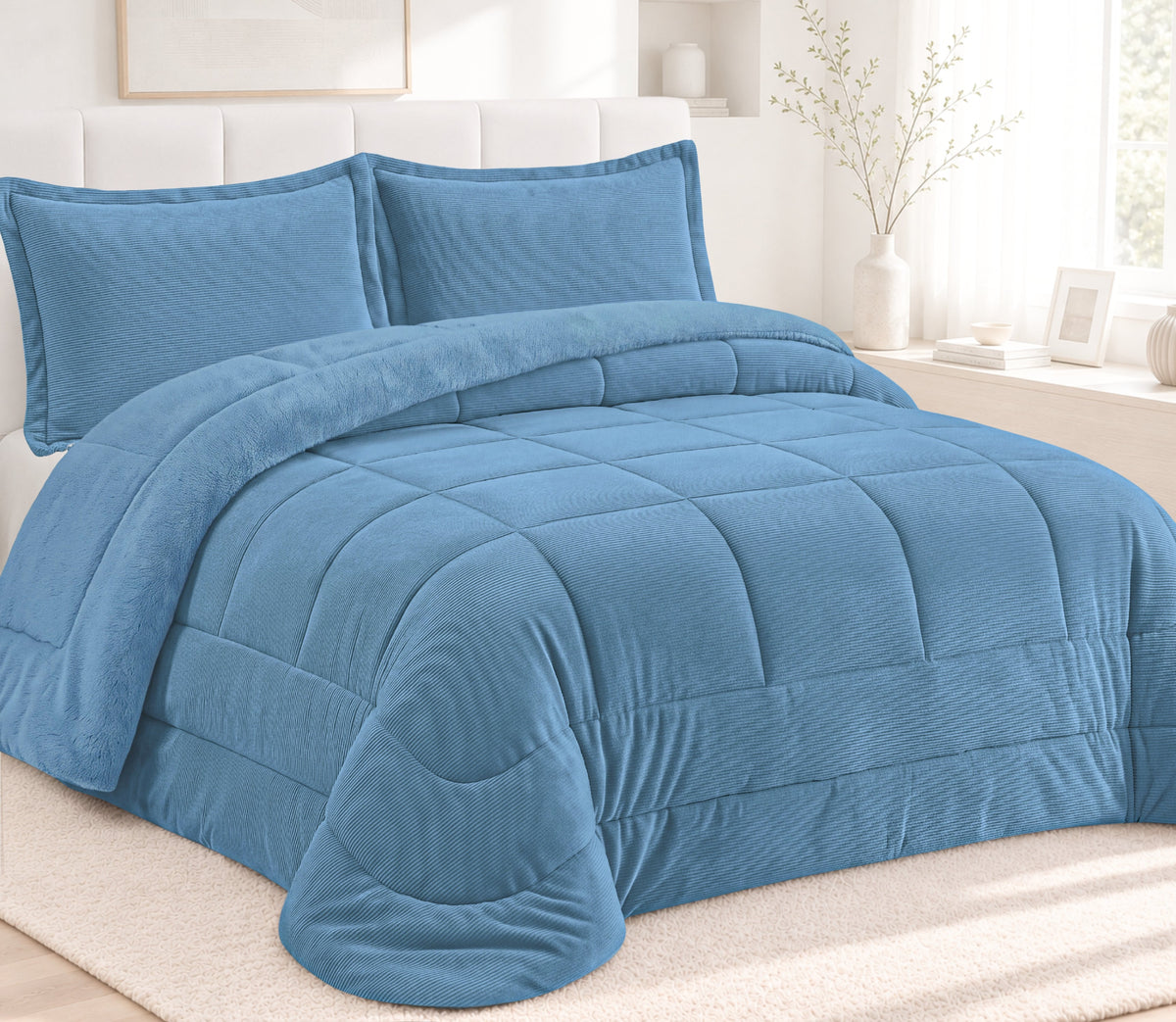 Couvre-lit Sherpa Nari Bleu