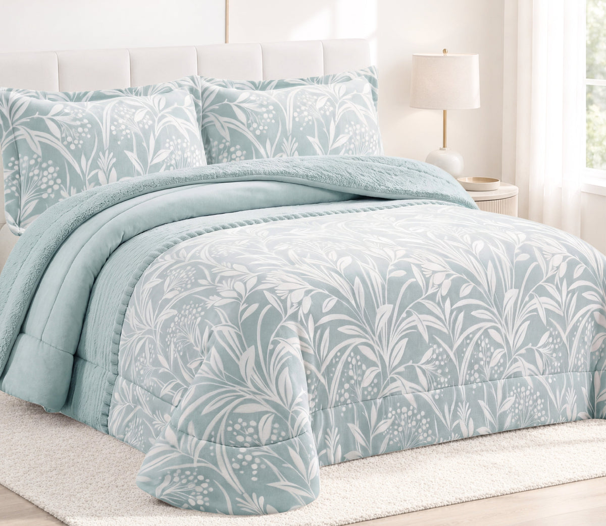 Couvre-lit Sherpa Neva Vert d'eau