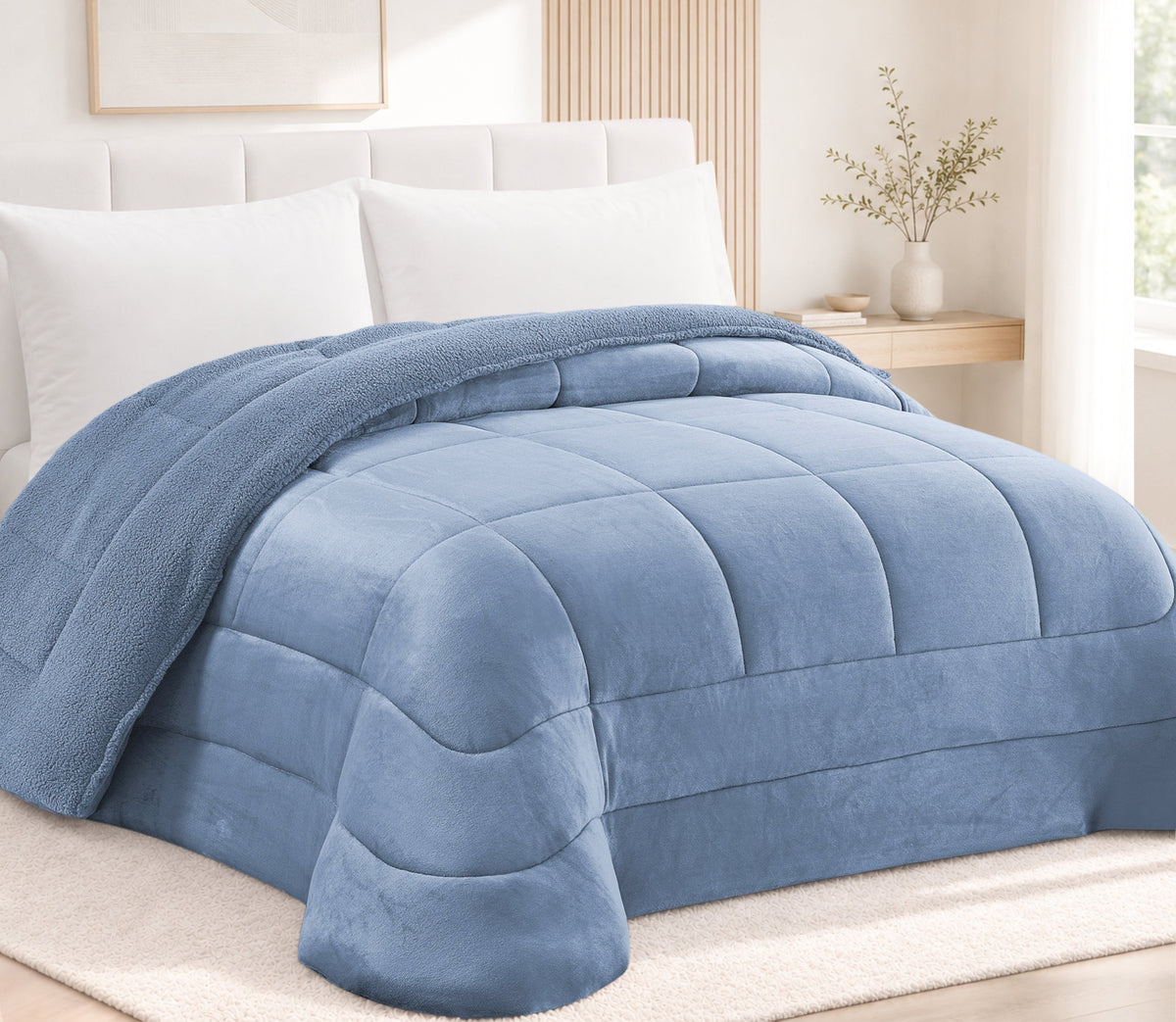 Couvre-lit Sherpa Nirna Bleu