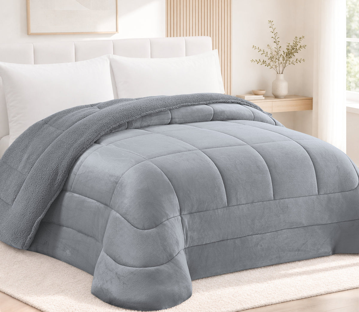 Couvre-lit Sherpa Nirna Gris