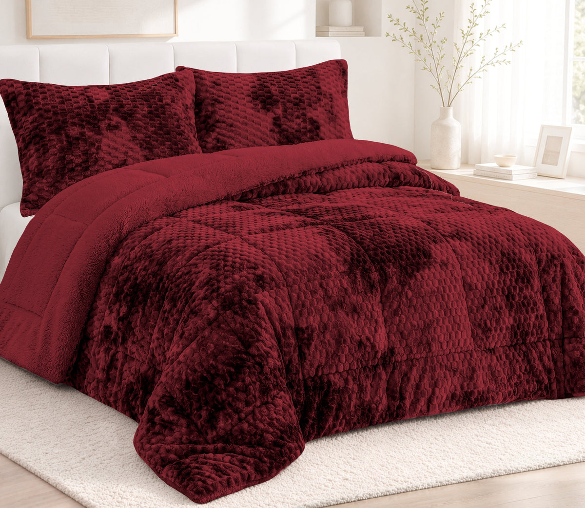 Couvre-lit Sherpa Persa Bordeaux